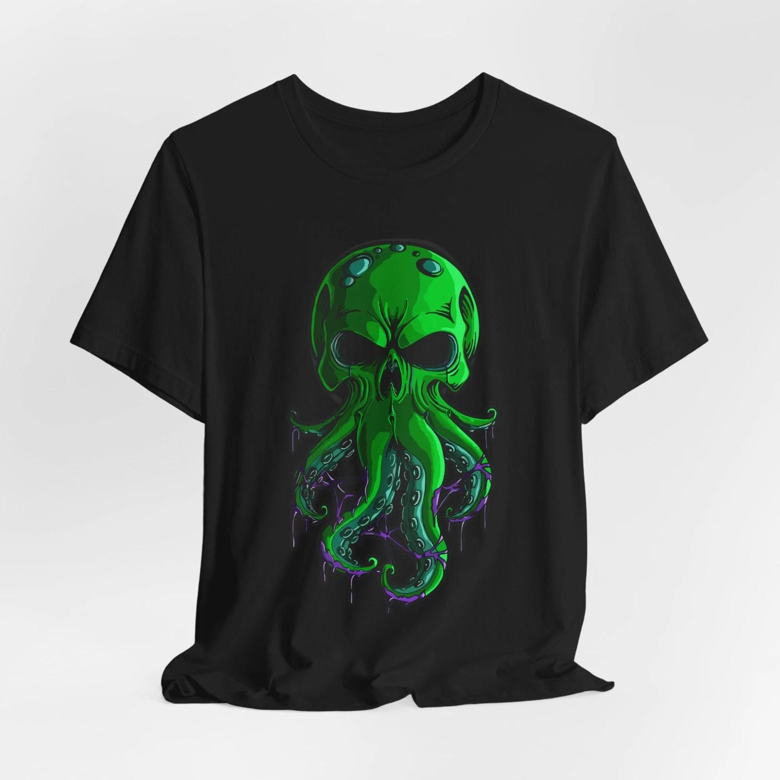 T SHIRT PRINT GREEN OCTOPUS GREAT TREND Unisex Jersey Short Sleeve Tee S