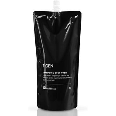 ZIGEN Shampoo Corpo Totale Uomo Detergente Deodorante per Odore del Cuoio Capelluto Contromisura Rinfrescante Fragranza Agrumata per Uomo Ricarica 470ml, 1 Pezzo