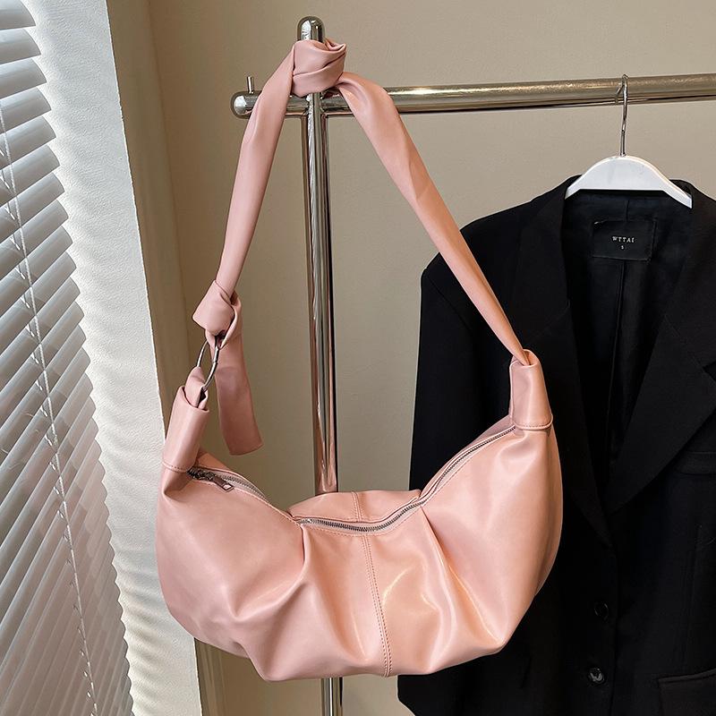 

2025 new Korean version of casual high-end soft leather tote bag versatile large-capacity fashionable messenger dumpling bag woman