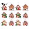 Christmas Fireplace Decorations 12Pcs Wooden Gingerbread House Ornaments for Tree Decorations, Rustic Hanging Xmas Decor with Festive Candy