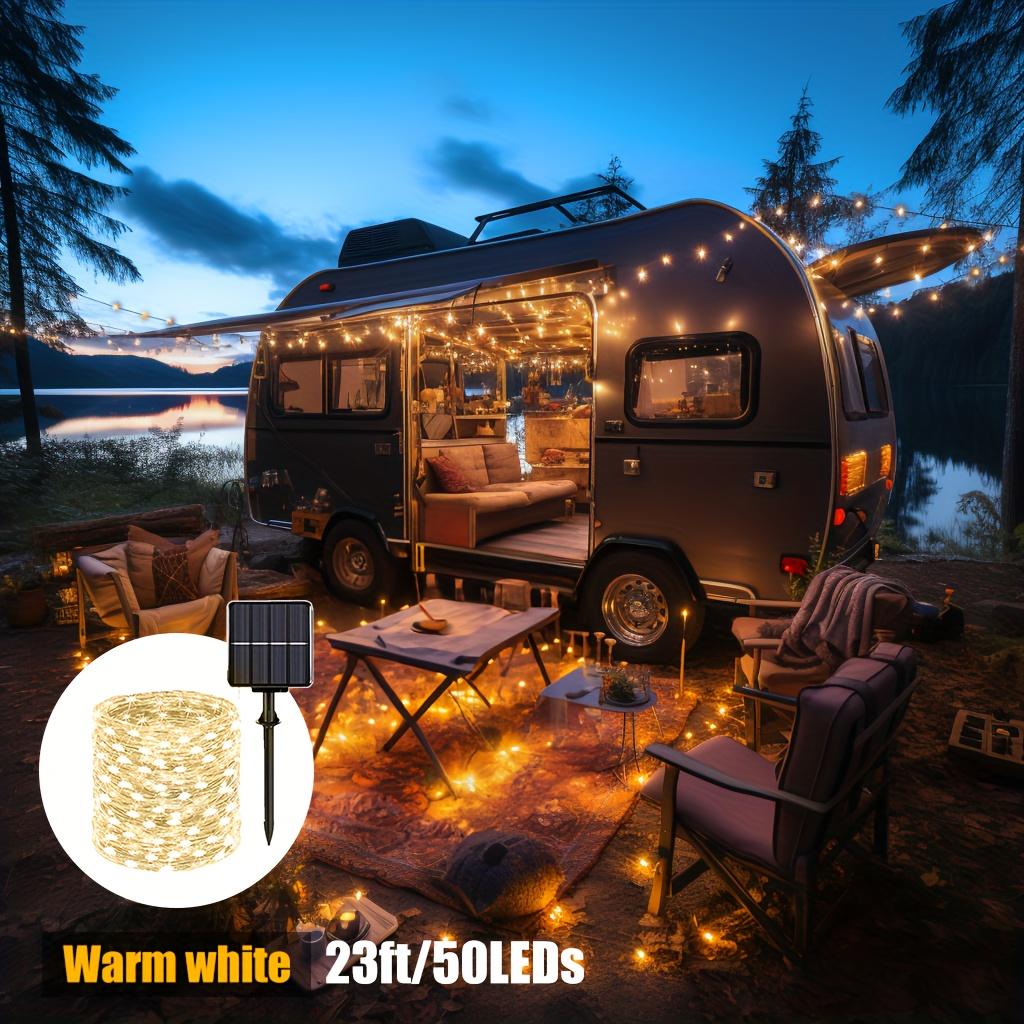 Solar Camping String Lights-50/100 LEDs Bright Waterproof Outdoor Decor for RV Tent Car Camping Ambient Lighting for Camper Gear