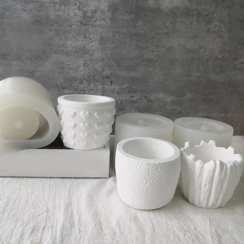 Love Hearts Leaves Succulents Pot Resin Silicone Mold Suitable for Diy Garden Concrete Flower Pot Candle Holder Crafts