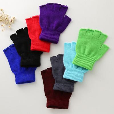 Thermal Knitted Fingerless Gloves Warm Winter Half Finger Gloves Men Women Soft