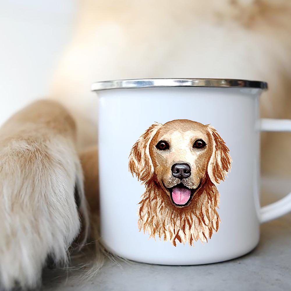 Original Mugs Coffee Cups to Sublimate Cute Dog Printed Enamel Coffee Tea Mugs Office Home Party Beer Drink Cola Cups Travel Cup