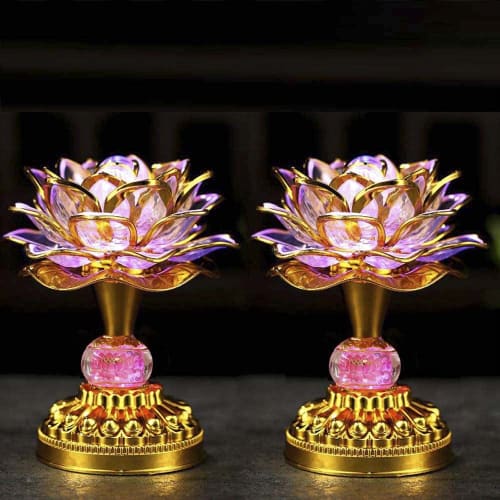 Lotus Lantern, Lotus Flower, Buddhist Altar, Shinto Lantern, Lotus Flower, Glowing Lotus, Buddhist Flower, Set of 2, USB, Lotus Flower, Interior Light
