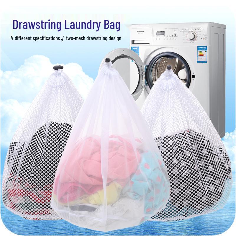 Thickened Drawstring Mesh Laundry & Storage Bag for Clothes and Sundries Small Coarse Mesh 30*40