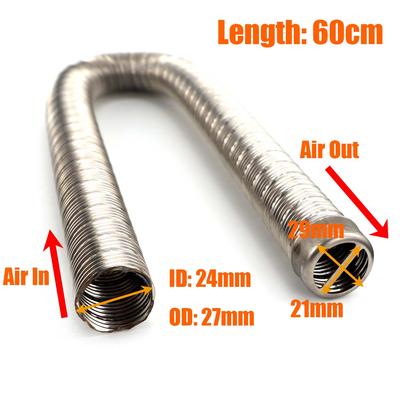 60cm - 300cm 24mm Çift Katmanlı Egzoz Borusu Hava Dizel Park Isıtıcısı Paslanmaz Çelik Boru Gaz Havalandırma Hortumu Araba Karavan Kampçı İçin