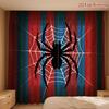 2PCS Halloween Curtains, Red Blue Stripe Spider, Digital Print, Bedroom Living Room, Office, Kitchen, Window Treatment