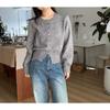 New single-breasted simple solid color round neck long-sleeved knitted cardigan women's versatile temperament sweater cardigan women's