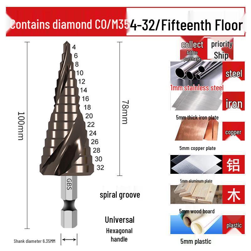 Tapered Step Drill Bit - Stainless Steel Hole Reamer for Metal, Iron, and Aluminum