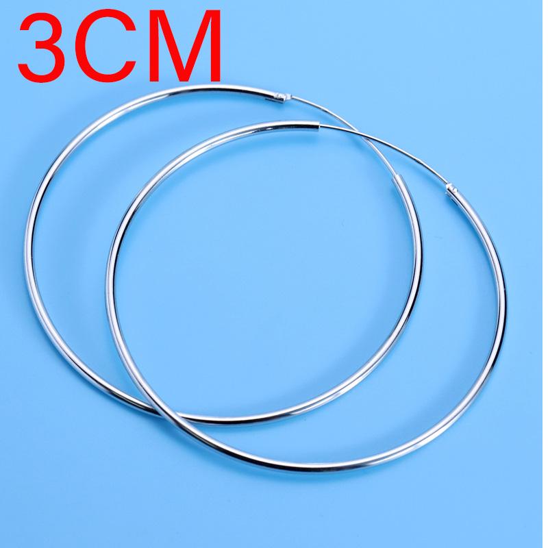 925 Silver Large Circle Hoop Earrings For Women's Wedding Fine Fashion Jewelry Accessories