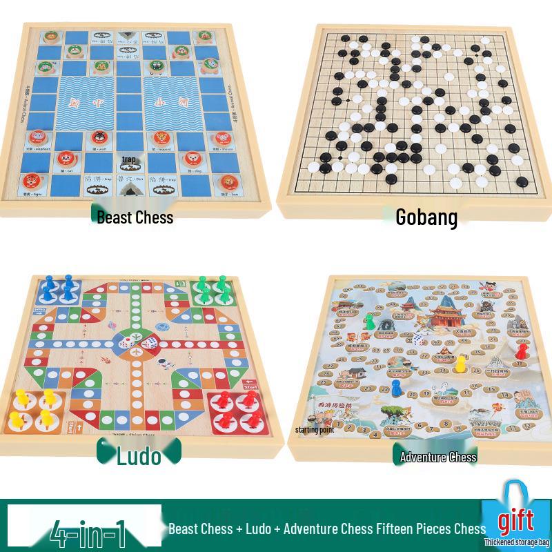 Magnetic 5-in-1 Game Board: Go, Five-in-a-Row, Flying Chess, Checkers, Chinese Chess - Educational Fun for Kids