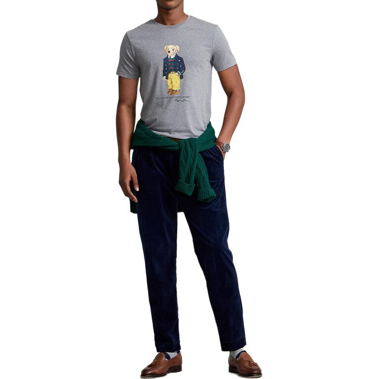 Polo Ralph Lauren SS23 Logo Bär Print Casual Rundhals Kurzarm T-Shirt Herren T-Shirts Grau 710852300-024