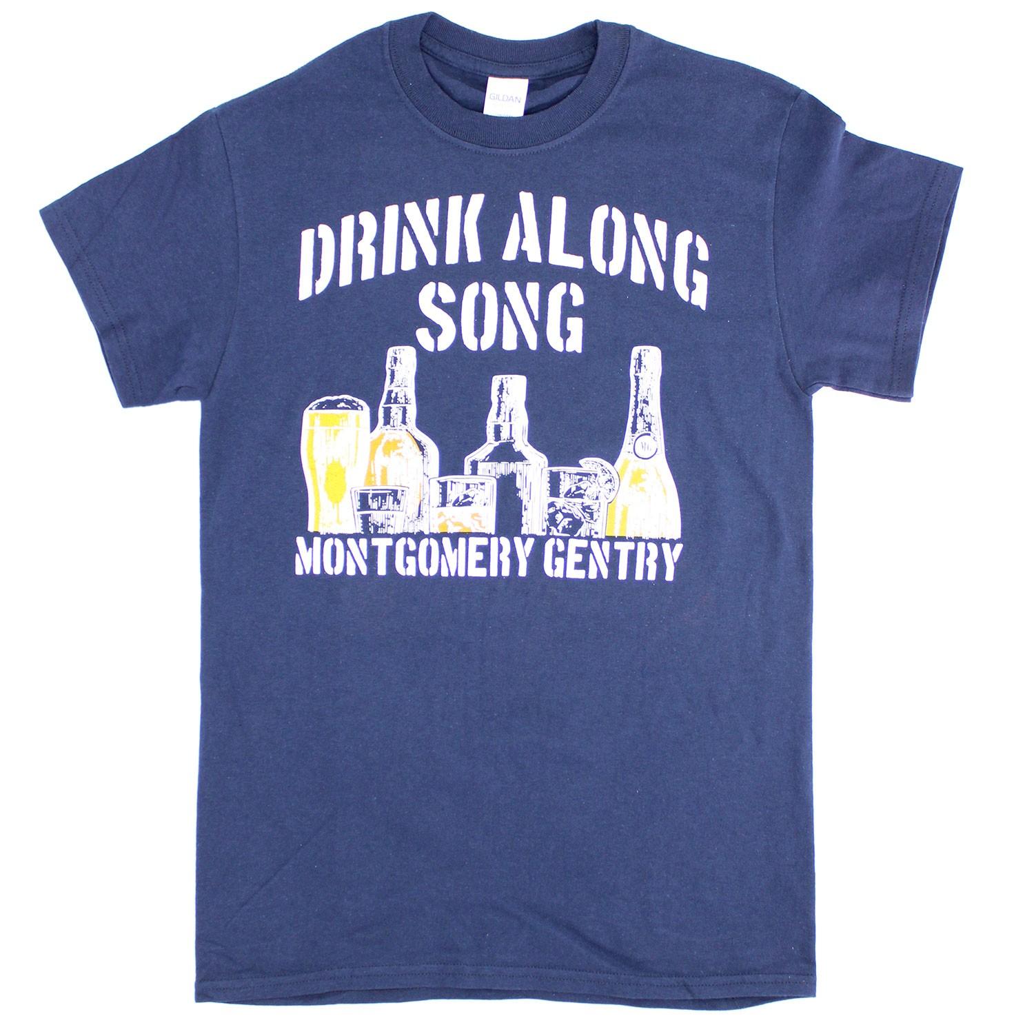 Men s Montgomery Gentry Drink Along Song on Navy Blue Tee T-shirt Medium Navy S