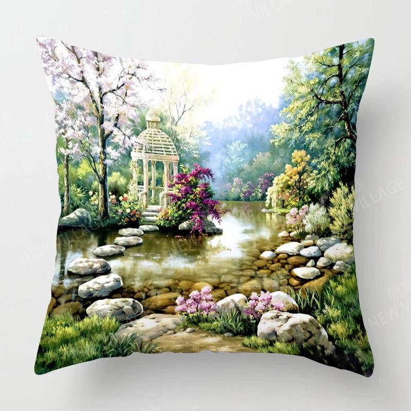 Heim Wohnzimmer Dekoration Kissenbezüge Vintage Ölmalerei Stil Wurfkissenbezug 45*45 Kissenbezug 40x40cm 50x50 45x45