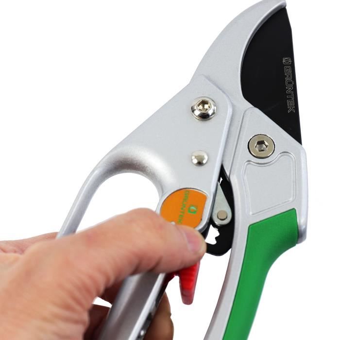 Sécateur De Jardin Professionnel GRÜNTEK - Condor 20cm Avec Enclume Et Cliquet Automatique