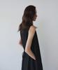 Ieoning Shirring Long Sleeveless Dress, Black