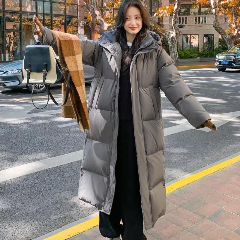 

Женское длинное свободное утолщенное зимнее пальто выше колена, теплая верхняя одежда, модный большой размер XXL