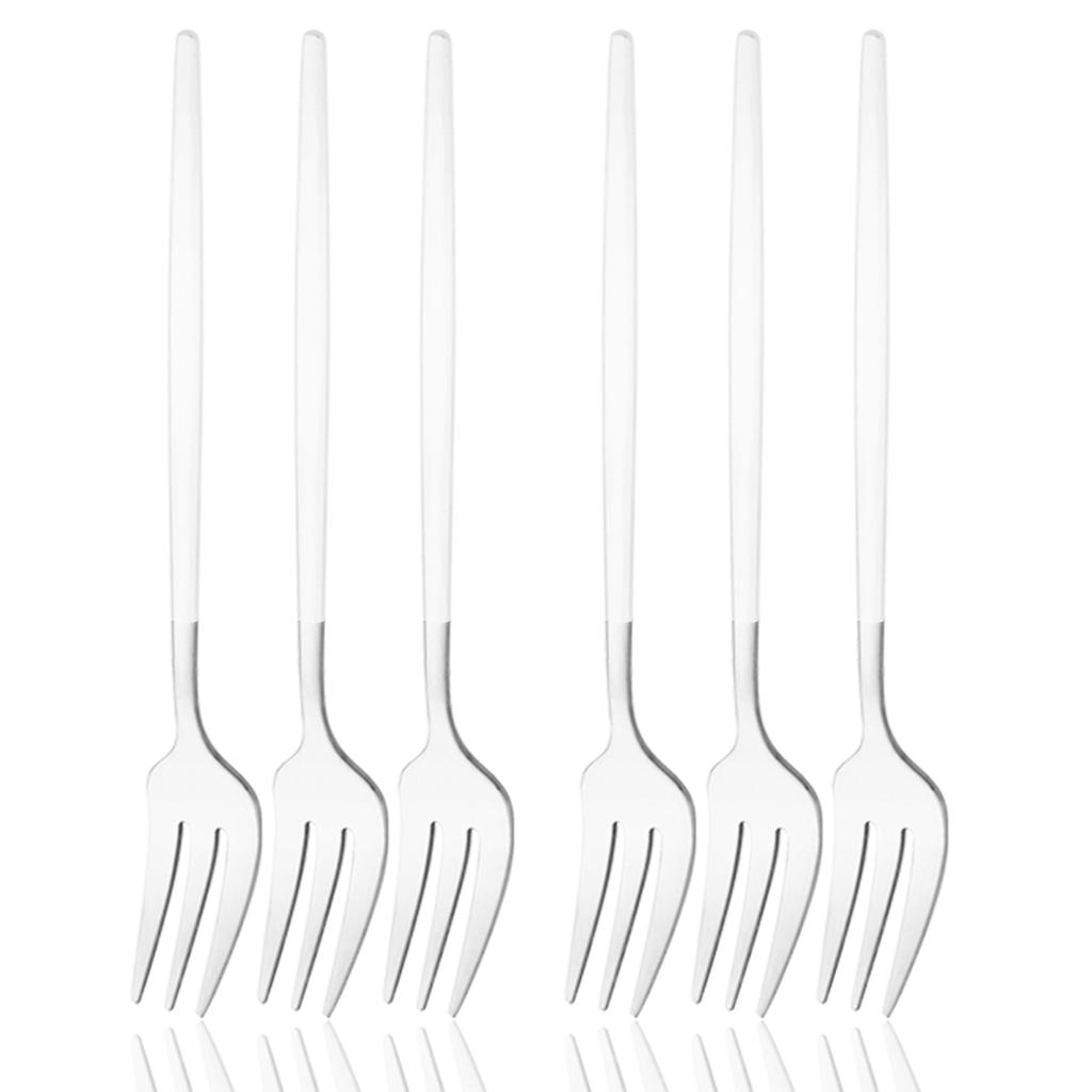 6Pcs Pink Gold Dinnerware Set Stainless Steel Small Fork Cutlery Cake Fork Fruit Fork Dessert Fork Flatware Kitchen Accessory