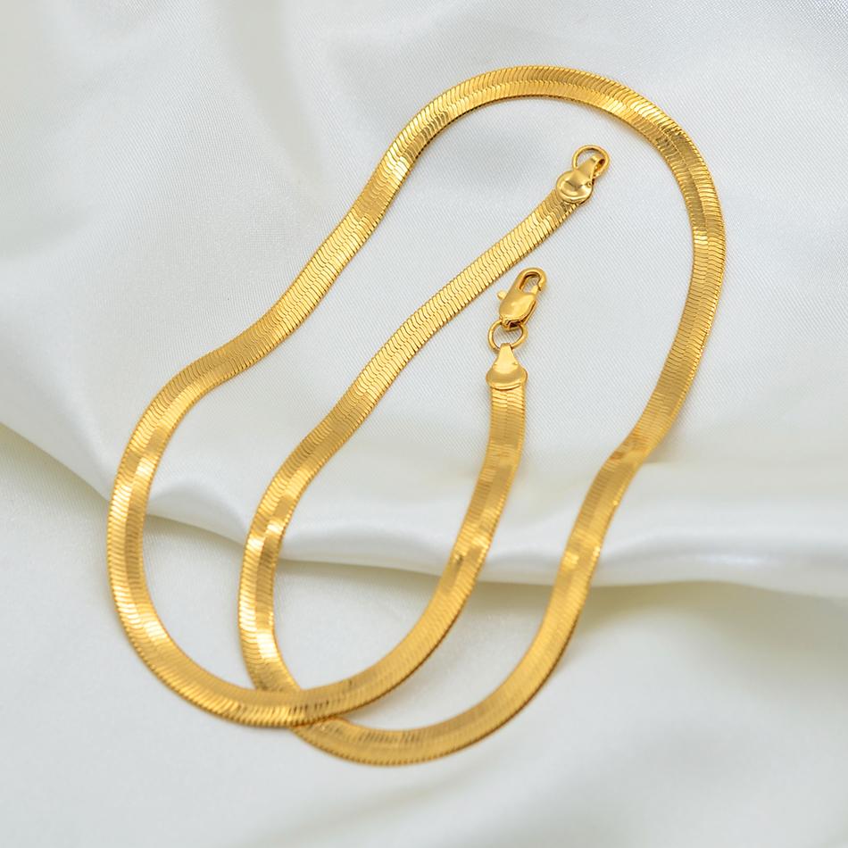 Anniyo Gold Color Snake Chain Necklaces Women Men African Jewelry Arab Middle Eastern Ornaments Dubai Wedding Products @122716 22cm Bracelet
