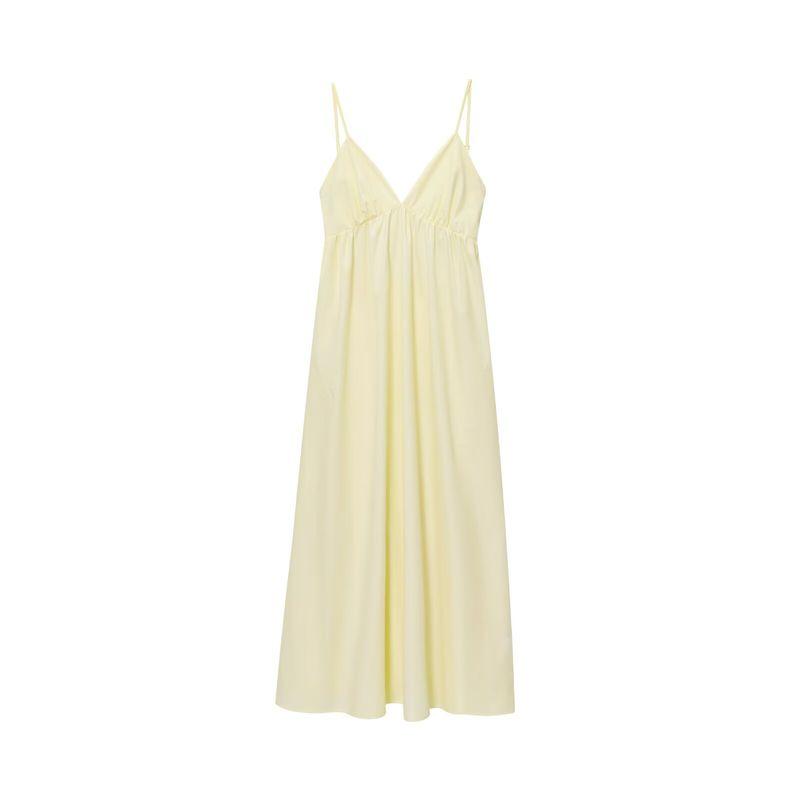 

Женское новое модное платье-миди с V-образным вырезом и ветрозащитной юбкой Yellow L