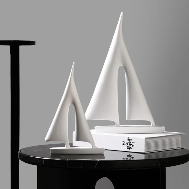 Nordic Simple Black and White Sailboat Model Light Luxury Creative Decoration Living Room Home Decoration Handicraft Decoration