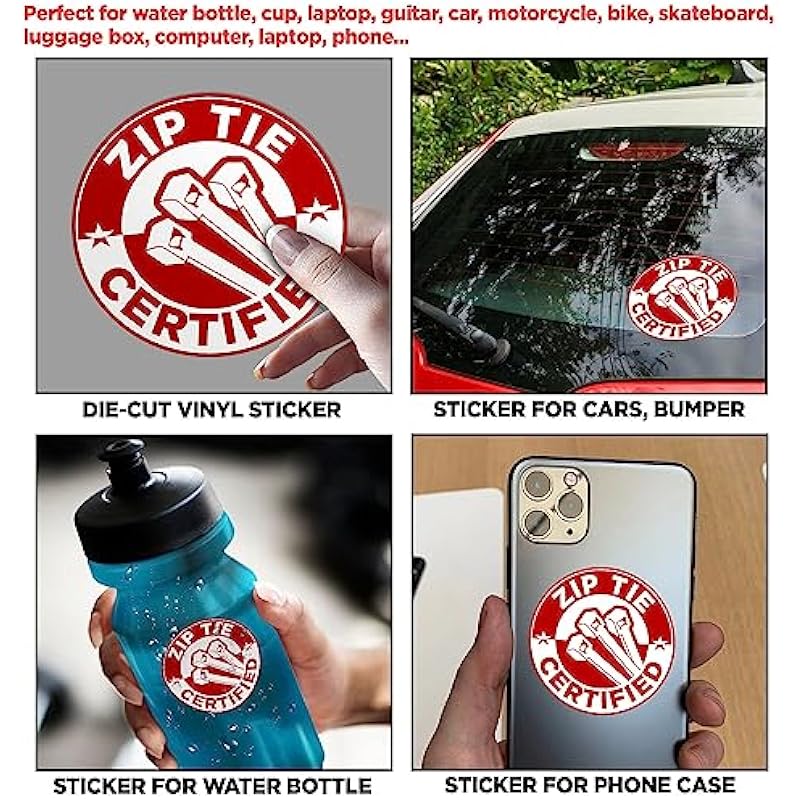 Set Zip Tie Certified Stickers Construction Hard Hat Electrician Sticker Die-Cut Vinyl Sticker 3" Decal for Water Bottle Tumbler  3inch