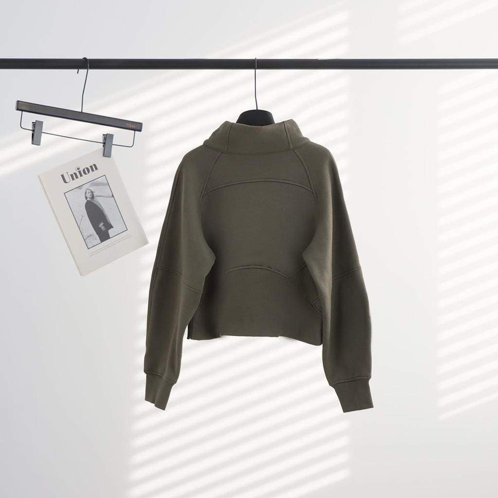 Lulu Scuba Stand Collar Half-Zip Loose Fleece Yoga Sports Hoodie