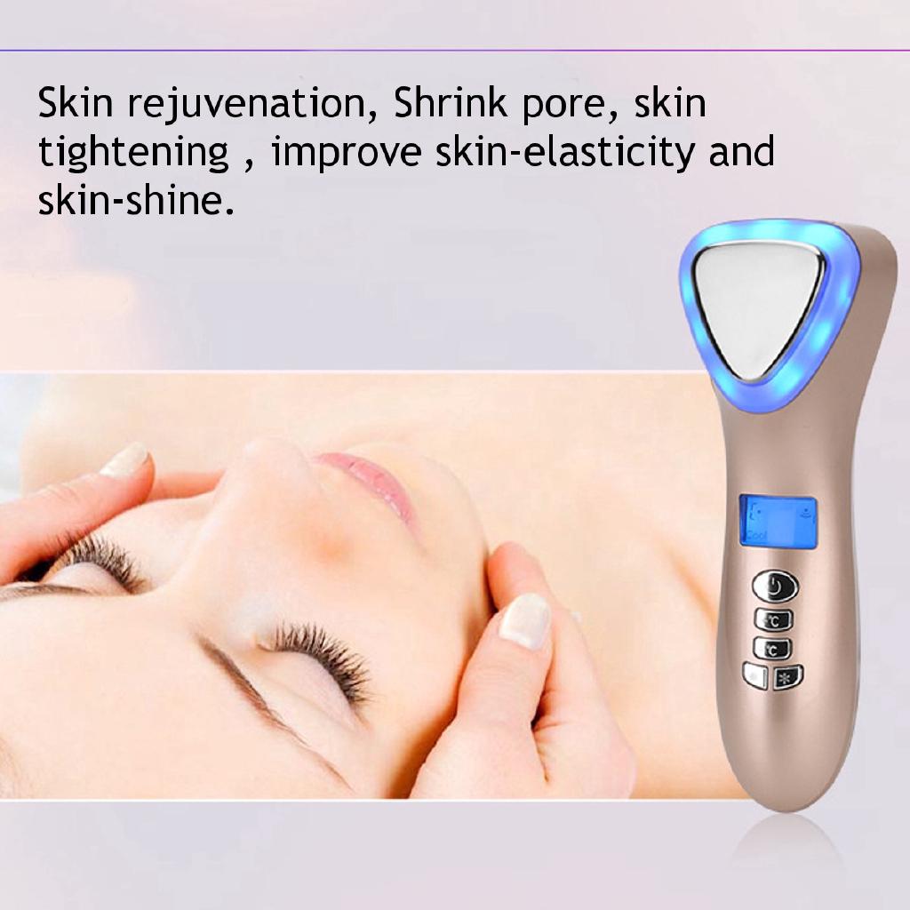 1000mAh Multifunction LED Hot Cold Hammer Ultrasonic Cryotherapy Facial Lifting Vibration Massager Face Body Spa Ion Beauty Instrument