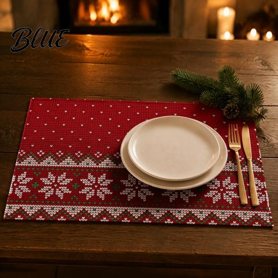 Christmas Table Decorations Kitchen Polyester Washable Place 17.7" Placemats 12.6" x Mats for Pads Dining