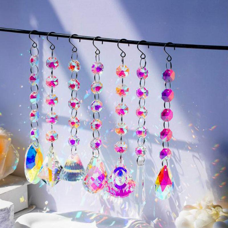 7pcs Sun Catcher Set for Indoor Windows, Featuring Crystal Beads and Rainbow Prism Balls, Perfect for Hanging Decorations In Offices Homes and Gardens