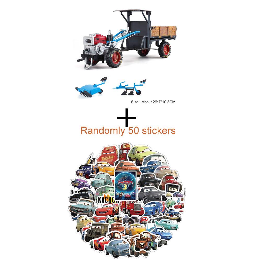 1:24 Alloy Agricultural Walking Tractor Toy Model Car Sound Light Retro Engineering Transport Vehicle Models Gifts for Friend