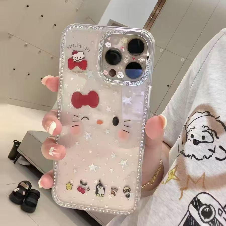 Laser Flash Star KT Case for iPhone 17 Pro Max / 15 Pro / 11 / 12 / 16 - Cute and Gentle Design