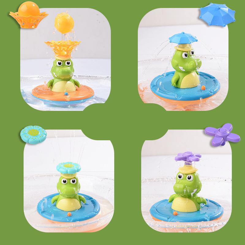 1 Set Bath Toys For Toddlers - Light Up Crocodile Fountain With 4 Spray Modes, ABS Plastic Bath Toy For Bathroom & Swimming Pool