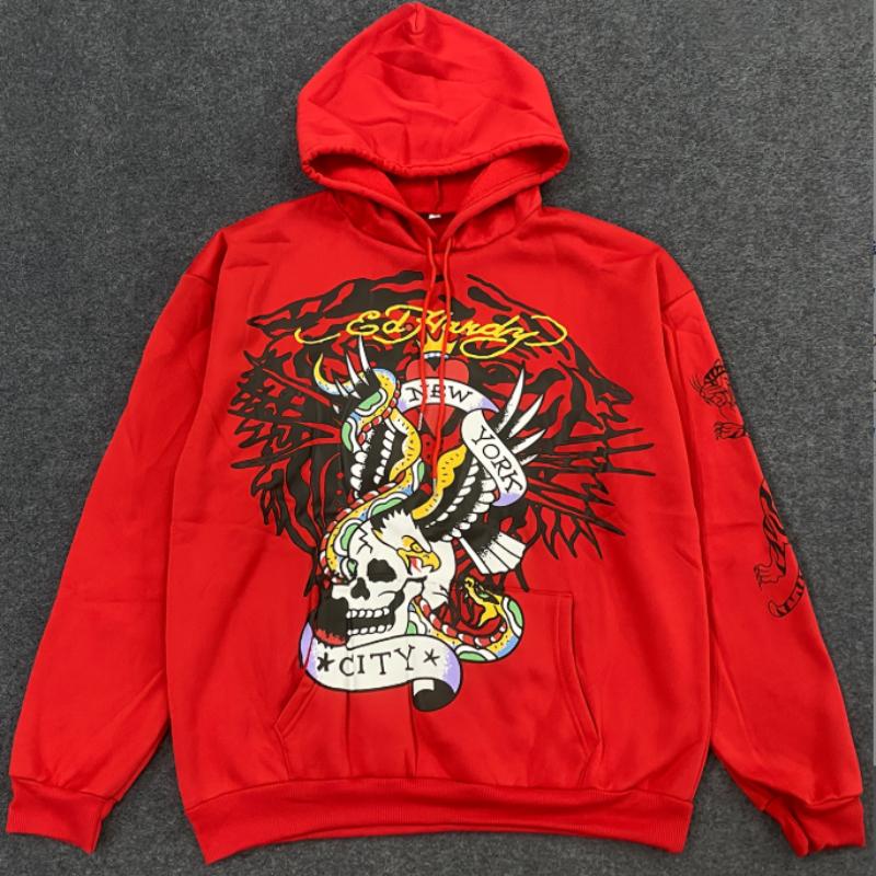 

Европейский и американский весенний тренд с принтом черепа, модная и персонализированная уличная мужская и женская толстовка с капюшоном XL красный