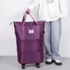 Expandable Duffle Bag Rolling Weekender Tote with Wet Pocket Overnight Duffel with Removable Casters for Travel Fitness Business Trips