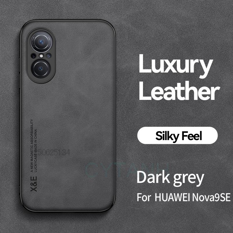 For Hauwei Nova 9 Case Leather Texture Car Magnetic Holder Phone Case For Huawei Nova 9 SE Huawey Nova9se Soft Frame Back Cover