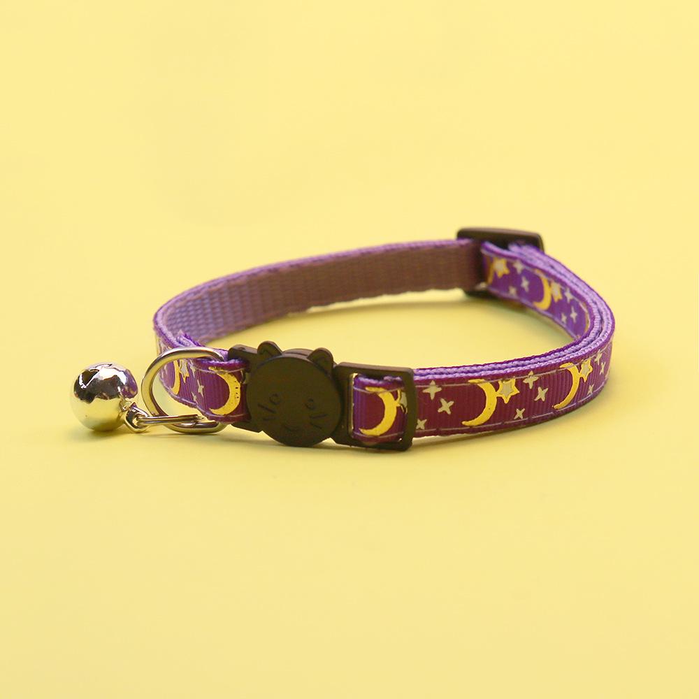 Moon Print Buckle Bell Collar for Cats and Small Dogs - Cute and Durable