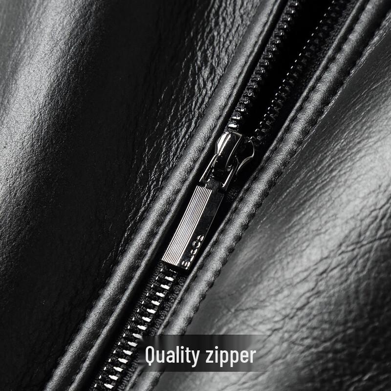 Futing Men's Shearling Lined Genuine Leather Winter Jacket