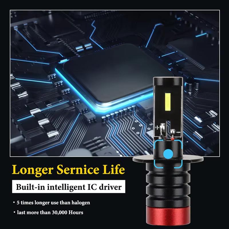 2pcs H3 Led H1 LED Bulbs Base Socket Fog Lights Super Bright For Day Driving Running Light High Low Beam Long Distance Headlight