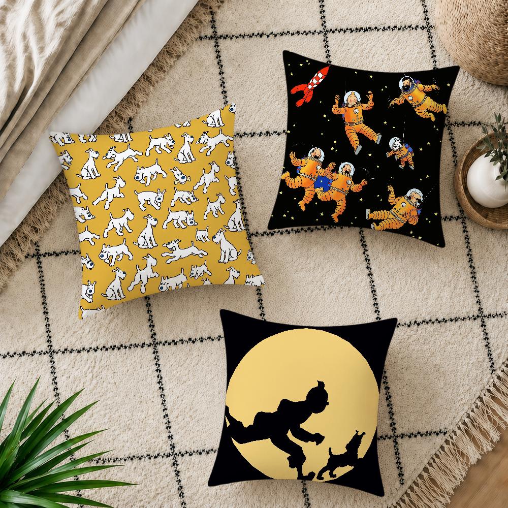 art dog comic soft pillowcase cute t-t-T-Tin-tinES-S-S fun Sofa Home S-S-SnowyS Living Room Decor bed hogar pillowcover gift
