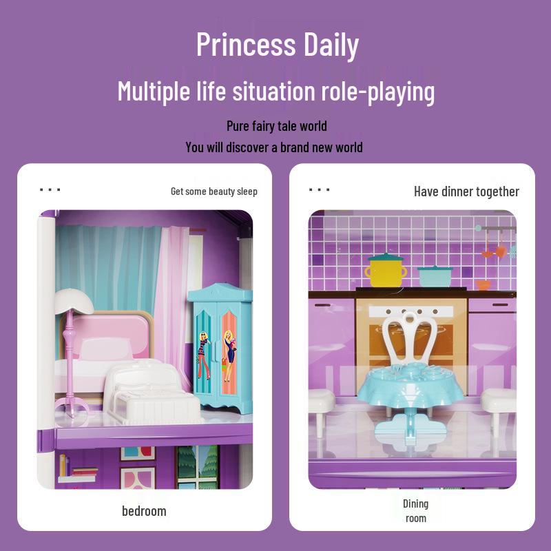 Cross-Border Princess Castle Dollhouse for Girls, Pretend Play Toy, Birthday Gift for Ages 3 and Up