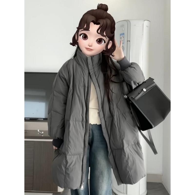 New down padded clothes women's winter medium and long padded jackets loose over the knee thickened padded jackets trendy
