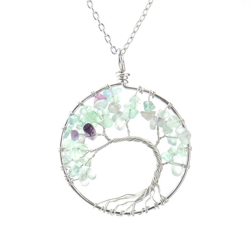 Amethyst Tree of Life Pendant with Colorful Stone Accent