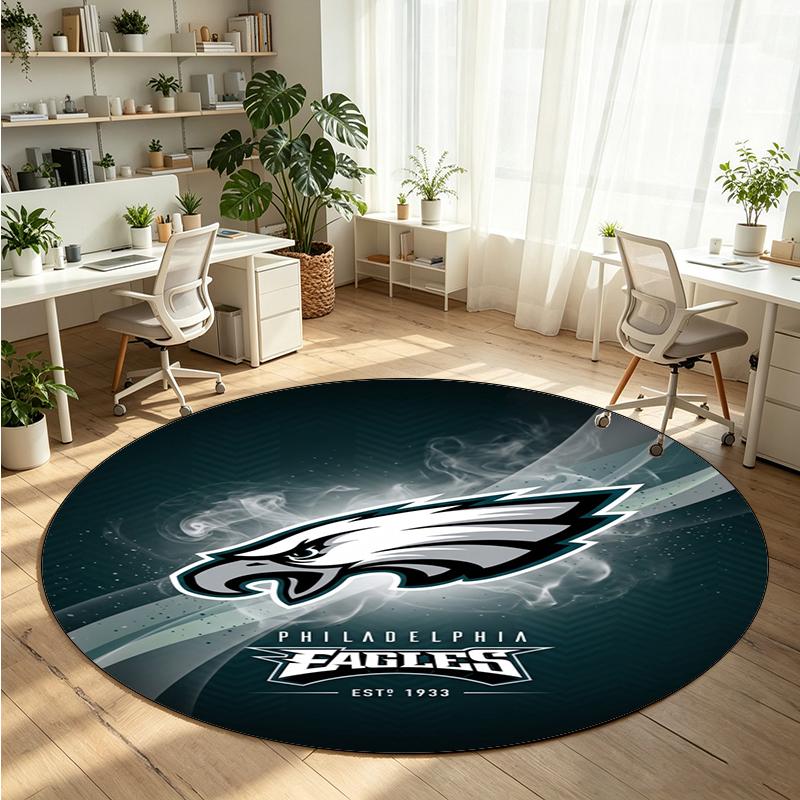 Philadelphia Eagles Printed Round Crystal Velvet Rug Soft Non Slip Floor Carpet For Bedroom Holiday Gift