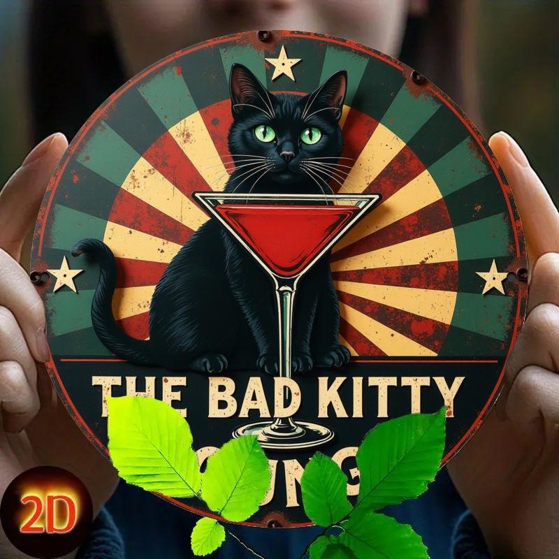 

2d Flat 20*20cm Wooden Logo, Bad Cat Bar Logo, Unique, Durable, Easy To Hang Wooden Decoration, Ideal for Bedrooms, Kitchens, Dining Rooms and Bars 20*20cm