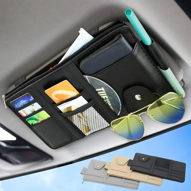 Bil Solskærm Organizer Multi-Lomme Auto Interiør Tilbehør Lomme Organizer Bil Dokument Opbevaring Pung Penneholder