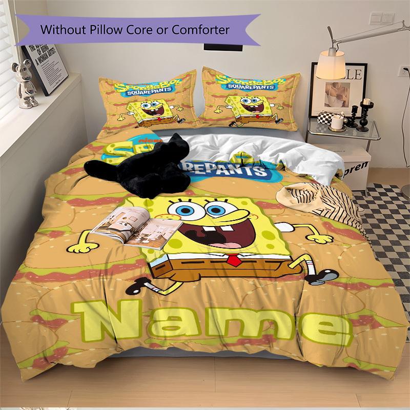 SpongeBob SquarePants Burger Bedding Set 3 Piece Comforter Cover Gift for Bedroom,Includes No Insertsjt014