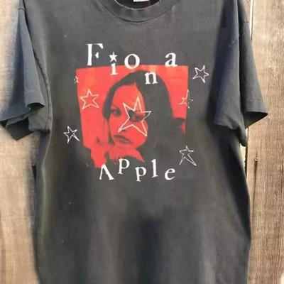 American Retro Fiona Apple T Shirt Graphic Charcoal Unisex T Shirt Summer New Retro Men's and Women's Streetwear