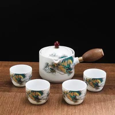 Chinese Style Kung Fu Travel Ceramic Tea Set Portable Teapot Set with 360 Rotation Tea Make Teacup Cup for Tea Gift Bag 2025 New